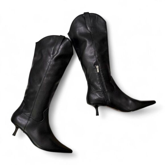 STEVEN By Steve Madden Britt Black kitten heel Knee Boots, NWOT! Size 11 - Picture 1 of 9